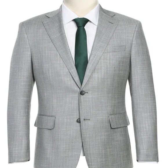 Light Grey Suit - Silver Gray Suit For Wedding - Mens Designer Two Button Slim F - Picture 1 of 4